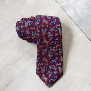 Vtg 70s Paco Rabanne Burgundy Blue Paisley Tie